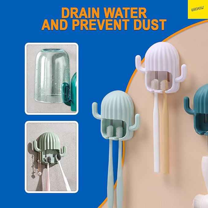 Wall Mounted Cactus Toothbrush Holder