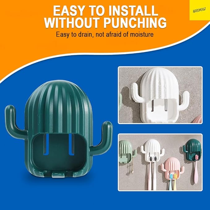Wall Mounted Cactus Toothbrush Holder