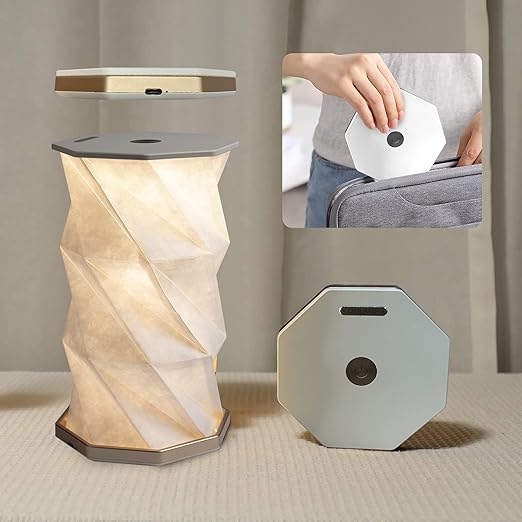 Portable LED Wood And Paper Lamp