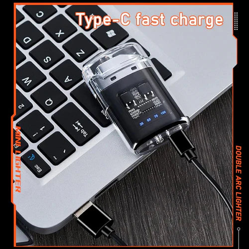 Rechargeable Dual Electric Arc Lighter with LED Display
