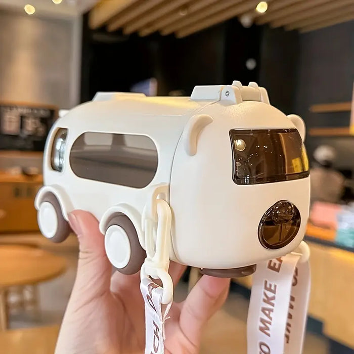 Portable Kids Bus Water Bottle With Straw