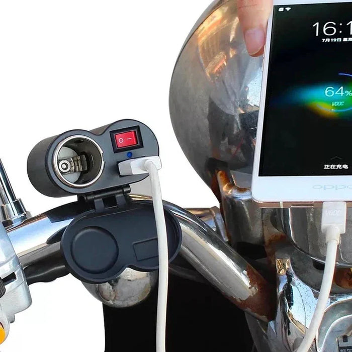 Motorcycle USB Charger Socket and Lighter