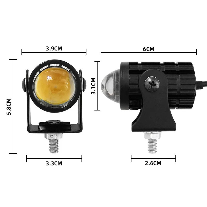 12V Motorcycle Mini Driving Light Dual Colo