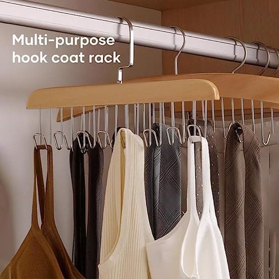 8 Hooks Solid Wood Anti Slip Multi Hanger