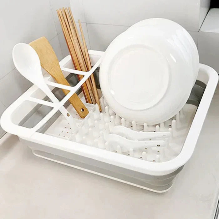 Foldable Kitchen Dish Rack with Drainer